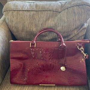 Brahmin Rich Red Crocodile-Embossed Satchel